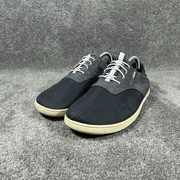 OluKai Nohea Moku Mens Size 10.5 Gray Black No Tie Boat Beach Slip On Shoes Used - Picture 4 of 12